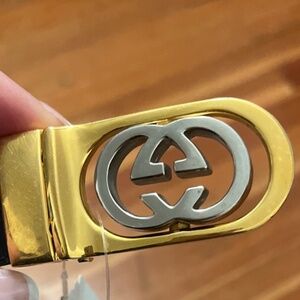 GUCCI 1970's Leather Gold tone/Silver Tone Belt